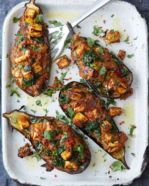 
                  
                  Baked Paneer and Spinach Stuffed Eggplants
                  
                  