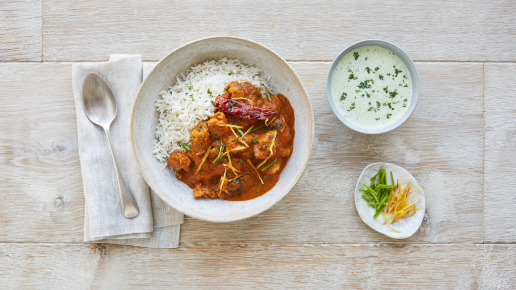 Chicken Tikka Masala with Crispy Ginger and Herby Yoghurt - The Spice Tailor UK